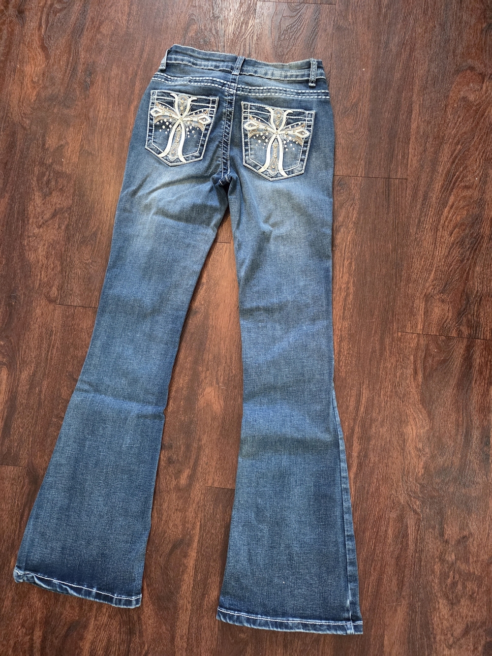 Soho Medium Blue Bootcut Jeans with Embellished Back Pockets